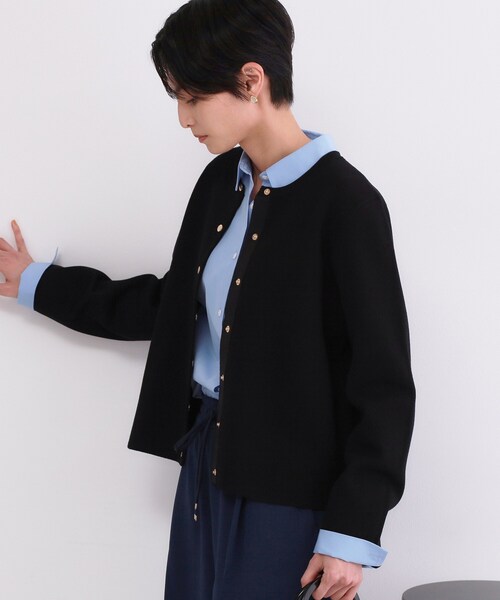 OPAQUE.CLIP（オペークドットクリップ）の「スナップボタンニットカーディガン【洗濯機OK/抗ピル】（カーディガン/ボレロ・レディース・ブラック/ピンク系/ライトグレー/ホワイト・40/38/36/42）」の9枚目の写真