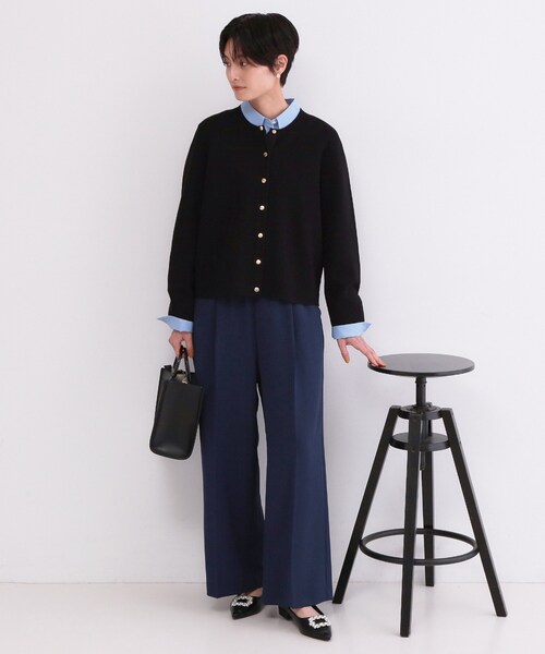 OPAQUE.CLIP（オペークドットクリップ）の「スナップボタンニットカーディガン【洗濯機OK/抗ピル】（カーディガン/ボレロ・レディース・ブラック/ピンク系/ライトグレー/ホワイト・40/38/36/42）」の7枚目の写真