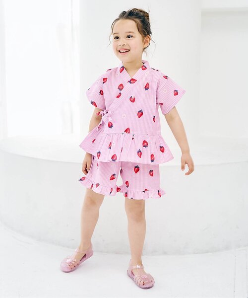 apres les cours（アプレレクール）の「アプレのはんなりGIRLSペプラム甚平（浴衣・キッズ・サックスブルー/イエロー/ドット/ラベンダー/ベビーピンク/ピンク・130/120/100/90/80/110）」の10枚目の写真