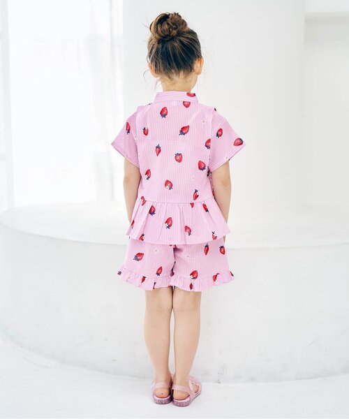 apres les cours（アプレレクール）の「アプレのはんなりGIRLSペプラム甚平（浴衣・キッズ・サックスブルー/イエロー/ドット/ラベンダー/ベビーピンク/ピンク・130/120/100/90/80/110）」の11枚目の写真