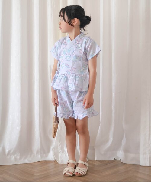 apres les cours(アプレレクール)の「【26年夏新作】アプレのはんなりGIRLSペプラム甚平(浴衣・キッズ・サックスブルー/イエロー/ドット/ラベンダー/ベビーピンク/ピンク・130/120/100/90/80/110)」の21枚目の写真