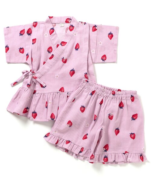 apres les cours（アプレレクール）の「アプレのはんなりGIRLSペプラム甚平（浴衣・キッズ・サックスブルー/イエロー/ドット/ラベンダー/ベビーピンク/ピンク・130/120/100/90/80/110）」の7枚目の写真