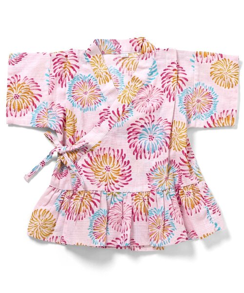 apres les cours（アプレレクール）の「アプレのはんなりGIRLSペプラム甚平（浴衣・キッズ・サックスブルー/イエロー/ドット/ラベンダー/ベビーピンク/ピンク・130/120/100/90/80/110）」の22枚目の写真