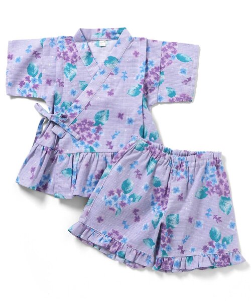 apres les cours（アプレレクール）の「アプレのはんなりGIRLSペプラム甚平（浴衣・キッズ・サックスブルー/イエロー/ドット/ラベンダー/ベビーピンク/ピンク・130/120/100/90/80/110）」の12枚目の写真