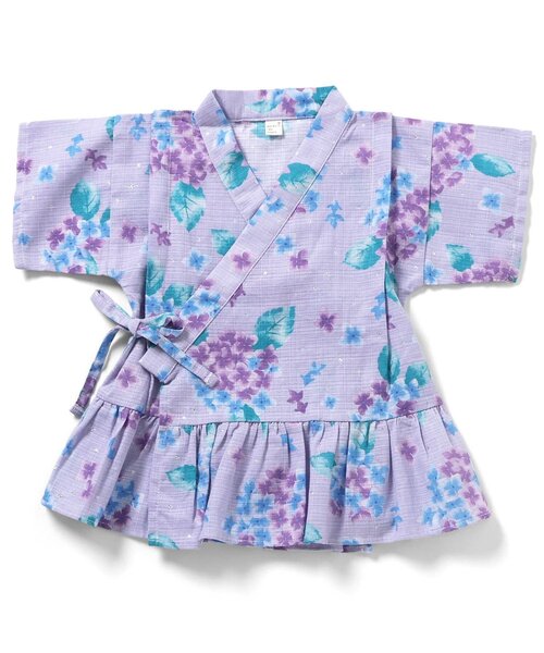 apres les cours（アプレレクール）の「アプレのはんなりGIRLSペプラム甚平（浴衣・キッズ・サックスブルー/イエロー/ドット/ラベンダー/ベビーピンク/ピンク・130/120/100/90/80/110）」の13枚目の写真