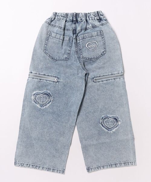 ANAP kids(アナップキッズ)の「サイドジップ ハートワッペン ワイドパンツ(デニムパンツ・キッズ・ピンク/ブルー・120/130/110)」の19枚目の写真