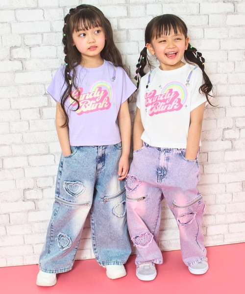 ANAP kids(アナップキッズ)の「サイドジップ ハートワッペン ワイドパンツ(デニムパンツ・キッズ・ピンク/ブルー・120/130/110)」の21枚目の写真