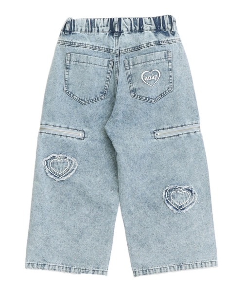 ANAP kids(アナップキッズ)の「サイドジップ ハートワッペン ワイドパンツ(デニムパンツ・キッズ・ピンク/ブルー・120/130/110)」の10枚目の写真