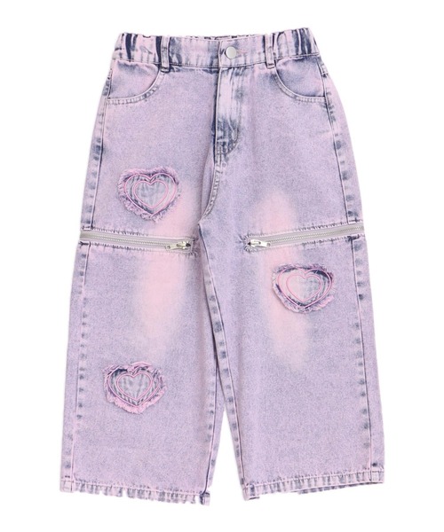 ANAP kids(アナップキッズ)の「サイドジップ ハートワッペン ワイドパンツ(デニムパンツ・キッズ・ピンク/ブルー・120/130/110)」の11枚目の写真