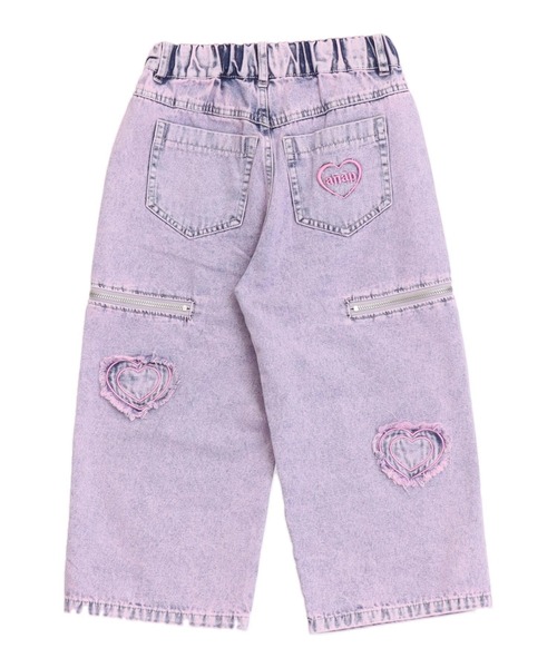 ANAP kids(アナップキッズ)の「サイドジップ ハートワッペン ワイドパンツ(デニムパンツ・キッズ・ピンク/ブルー・120/130/110)」の12枚目の写真