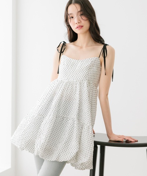 Heather(ヘザー)の「ジャガードバルーンリボンミニワンピース 666275(ワンピース・レディース・ホワイト系その他/ブラック/ブルー・FREE)」の4枚目の写真