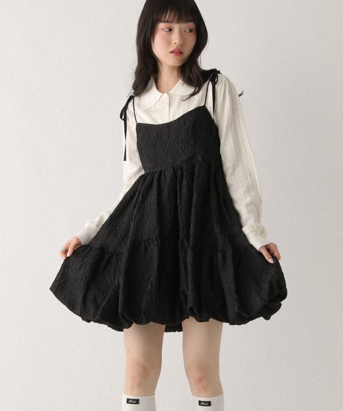 メゾピアノ♡リボンバルーンワンピース♡リボンカットソーセット8090 リボンイッパイ カットワンピース(100cm 黒): キッズ - ナルミヤ