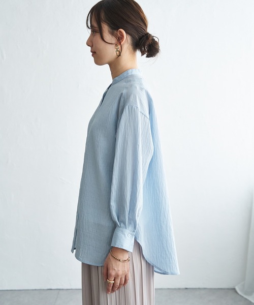 ikka（イッカ）の「【雑誌InRed5月号掲載】冷感リネンバンドカラーシャツ（シャツ/ブラウス・レディース・チャコール/ライトグリーン/ピンク/ブルー/ホワイト/グレイッシュベージュ・L/M/S）」の22枚目の写真