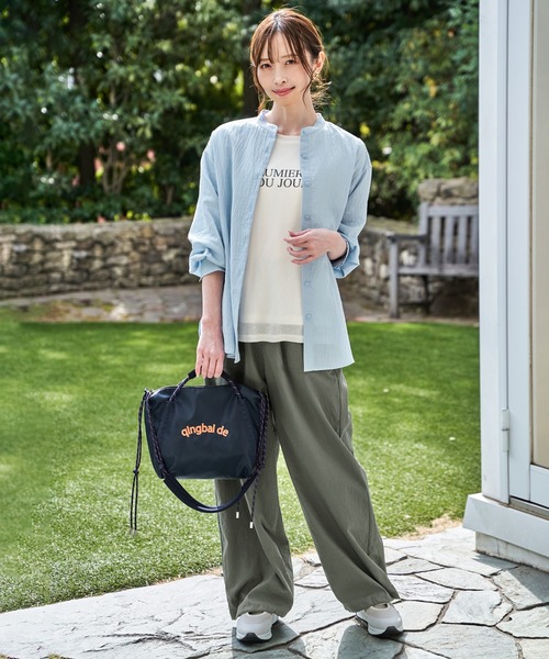 ikka（イッカ）の「【雑誌InRed5月号掲載】冷感リネンバンドカラーシャツ（シャツ/ブラウス・レディース・チャコール/ライトグリーン/ピンク/ブルー/ホワイト/グレイッシュベージュ・L/M/S）」の15枚目の写真