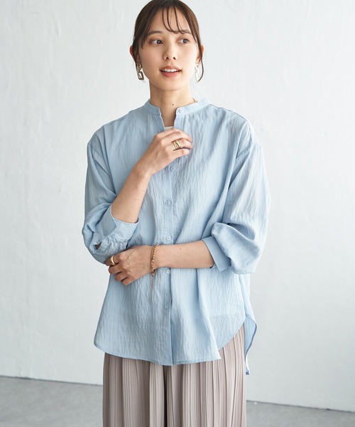 ikka（イッカ）の「【雑誌InRed5月号掲載】冷感リネンバンドカラーシャツ（シャツ/ブラウス・レディース・チャコール/ライトグリーン/ピンク/ブルー/ホワイト/グレイッシュベージュ・L/M/S）」の16枚目の写真