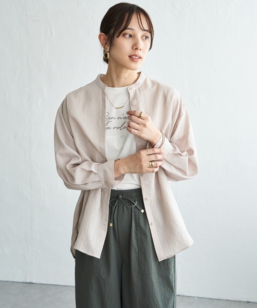 ikka（イッカ）の「【雑誌InRed5月号掲載】冷感リネンバンドカラーシャツ（シャツ/ブラウス・レディース・チャコール/ライトグリーン/ピンク/ブルー/ホワイト/グレイッシュベージュ・L/M/S）」の17枚目の写真