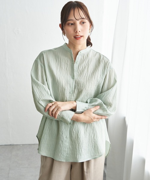 ikka（イッカ）の「【雑誌InRed5月号掲載】冷感リネンバンドカラーシャツ（シャツ/ブラウス・レディース・チャコール/ライトグリーン/ピンク/ブルー/ホワイト/グレイッシュベージュ・L/M/S）」の19枚目の写真