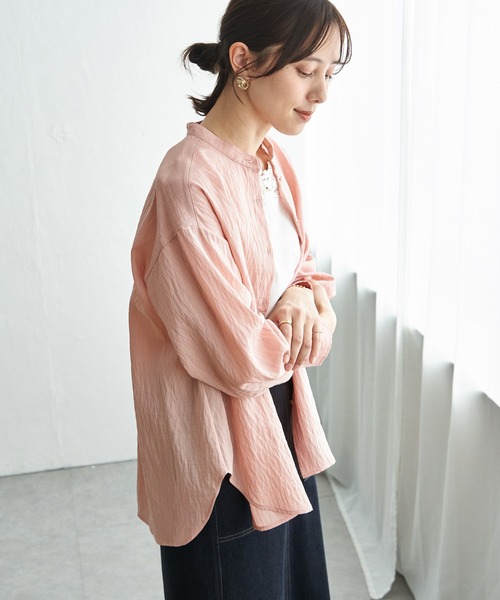 ikka（イッカ）の「【雑誌InRed5月号掲載】冷感リネンバンドカラーシャツ（シャツ/ブラウス・レディース・チャコール/ライトグリーン/ピンク/ブルー/ホワイト/グレイッシュベージュ・L/M/S）」の20枚目の写真