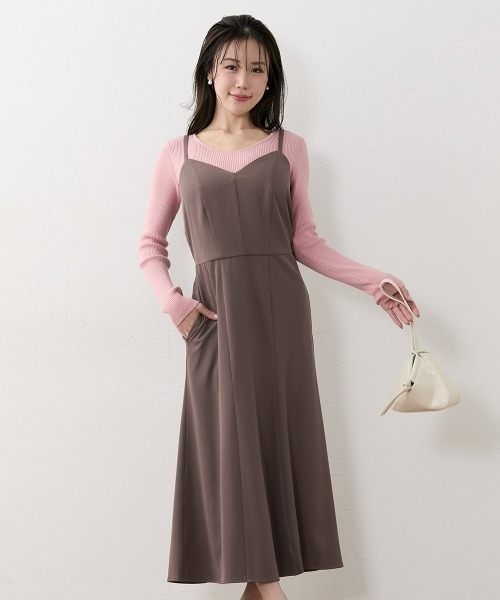 Nissen glamor(ニッセングラマー)の「【大きい胸専用】着やせキャミワンピース(ポケット付)(ワンピース・レディース・ブラウン/ブラック・M/L/LL/3L)」の2枚目の写真