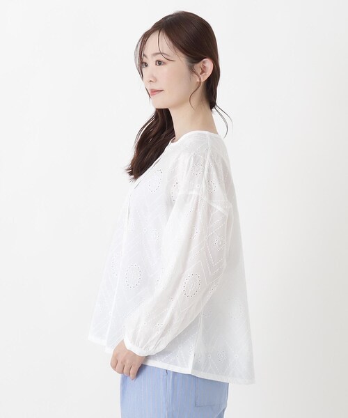one'sterrace(ワンズテラス)の「総レース 9分袖ショート丈シャツ(シャツ/ブラウス・レディース・カーキ系5/ブラック系8・02)」の5枚目の写真