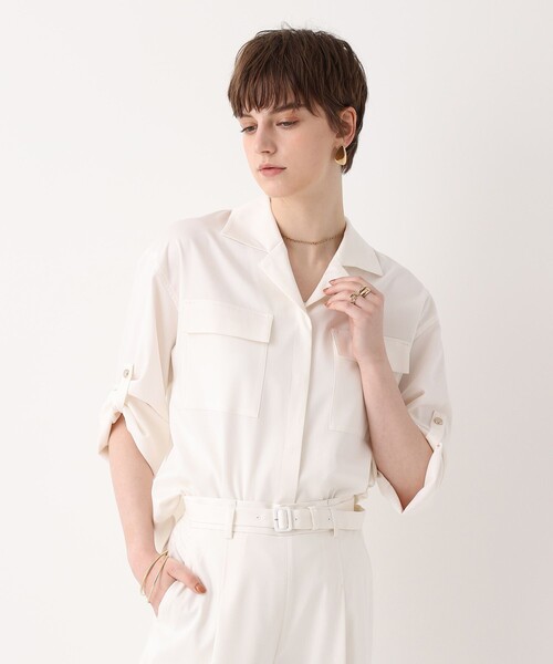 allureville(アルアバイル)の「フィブリルターンバックシャツ(シャツ/ブラウス・レディース・ベージュ/ネイビー/ホワイト・2)」の16枚目の写真