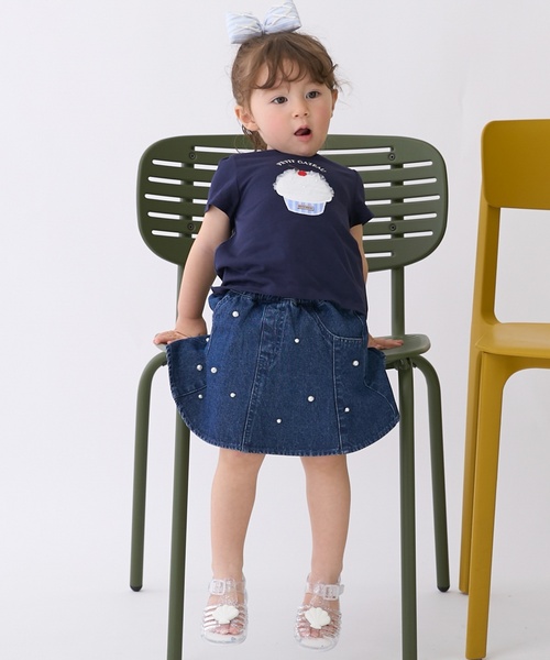 petit main(プティマイン)の「パールデニムフレアスカパン(デニムスカート・キッズ・ブルー/サックスブルー/ブラック・110cm/130cm/100cm/90cm/120cm/80cm)」の19枚目の写真