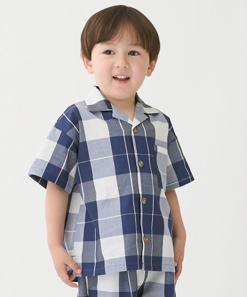 petit main（プティマイン）の「【リンク】チェックフレアワンピース（シャツワンピース・キッズ・モカ/ブルー・100cm/120cm/90cm/80ｃｍ/110cm/130cm）」の5枚目の写真