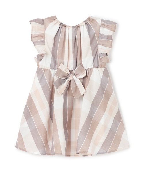 petit main（プティマイン）の「【リンク】チェックフレアワンピース（シャツワンピース・キッズ・モカ/ブルー・100cm/120cm/90cm/80ｃｍ/110cm/130cm）」の8枚目の写真