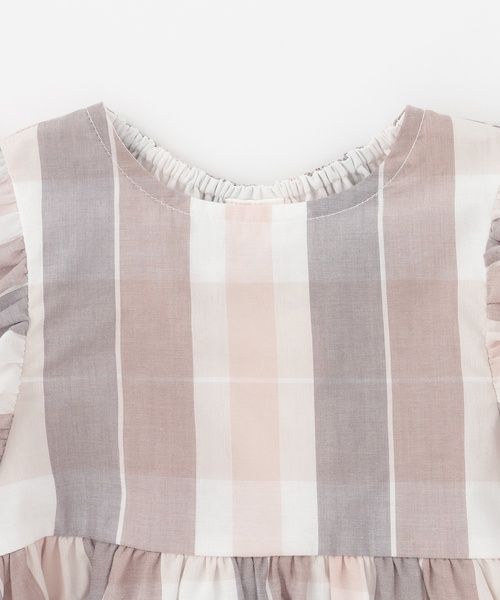 petit main（プティマイン）の「【リンク】チェックフレアワンピース（シャツワンピース・キッズ・モカ/ブルー・100cm/120cm/90cm/80ｃｍ/110cm/130cm）」の9枚目の写真