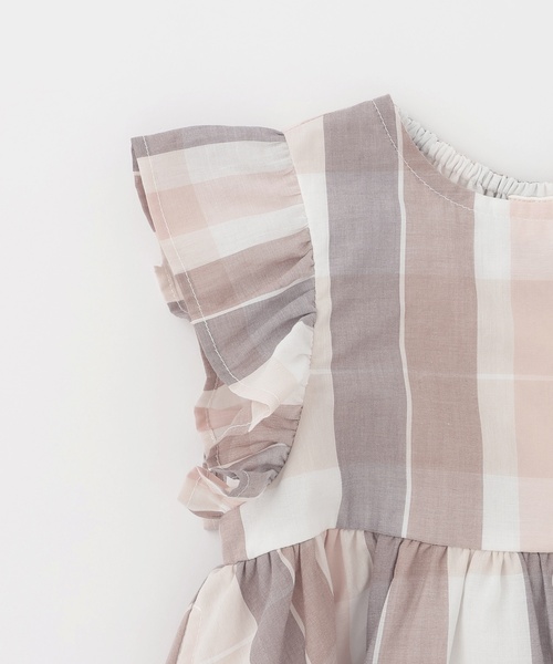 petit main（プティマイン）の「【リンク】チェックフレアワンピース（シャツワンピース・キッズ・モカ/ブルー・100cm/120cm/90cm/80ｃｍ/110cm/130cm）」の10枚目の写真