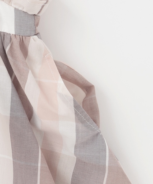 petit main（プティマイン）の「【リンク】チェックフレアワンピース（シャツワンピース・キッズ・モカ/ブルー・100cm/120cm/90cm/80ｃｍ/110cm/130cm）」の11枚目の写真