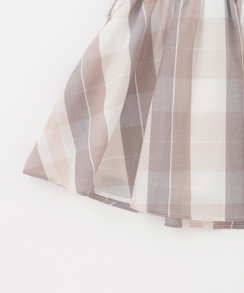 petit main（プティマイン）の「【リンク】チェックフレアワンピース（シャツワンピース・キッズ・モカ/ブルー・100cm/120cm/90cm/80ｃｍ/110cm/130cm）」の12枚目の写真