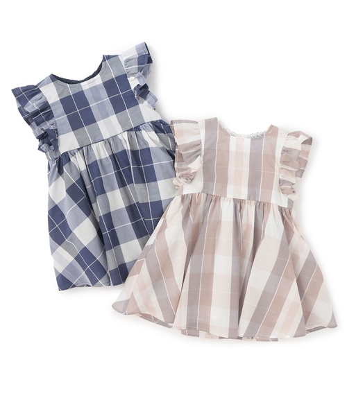 petit main（プティマイン）の「【リンク】チェックフレアワンピース（シャツワンピース・キッズ・モカ/ブルー・100cm/120cm/90cm/80ｃｍ/110cm/130cm）」の16枚目の写真