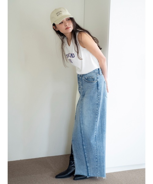 Ungrid（アングリッド）の「メッシュコンビリメイクロゴタンクトップ（タンクトップ・レディース・ネイビー/オフホワイト/レッド・FREE）」の6枚目の写真