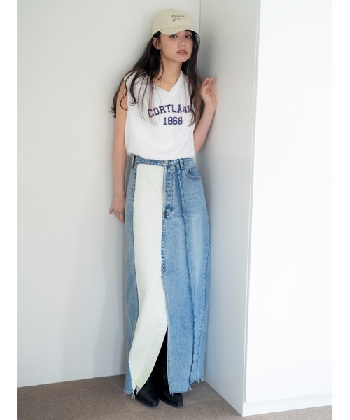 Ungrid（アングリッド）の「メッシュコンビリメイクロゴタンクトップ（タンクトップ・レディース・ネイビー/オフホワイト/レッド・FREE）」の9枚目の写真