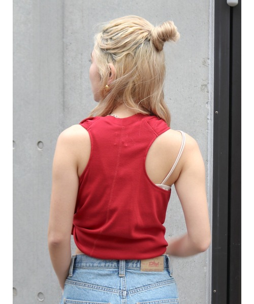 Ungrid（アングリッド）の「メッシュコンビリメイクロゴタンクトップ（タンクトップ・レディース・ネイビー/オフホワイト/レッド・FREE）」の13枚目の写真