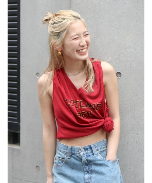 Ungrid（アングリッド）の「メッシュコンビリメイクロゴタンクトップ（タンクトップ・レディース・ネイビー/オフホワイト/レッド・FREE）」の12枚目の写真