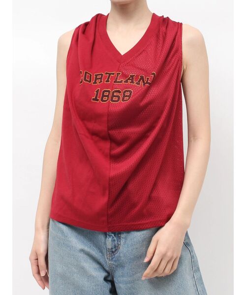 Ungrid（アングリッド）の「メッシュコンビリメイクロゴタンクトップ（タンクトップ・レディース・ネイビー/オフホワイト/レッド・FREE）」の16枚目の写真