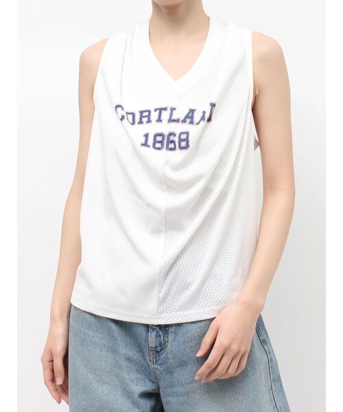 Ungrid（アングリッド）の「メッシュコンビリメイクロゴタンクトップ（タンクトップ・レディース・ネイビー/オフホワイト/レッド・FREE）」の17枚目の写真