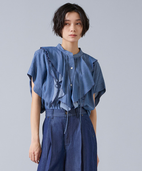 asama様Liesse リエス ティアードブラウス フリル ギャザー チュニッ
