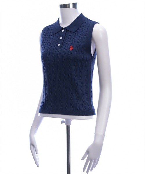 U.S. POLO ASSN.（ユーエスポロアッスン）の「【U.S. POLO ASSN.】clear 別注 ケーブルノースリーブニットトップス（ニット/セーター・レディース・サックスブルー/ネイビー/ピンク/オフホワイト・F）」の19枚目の写真