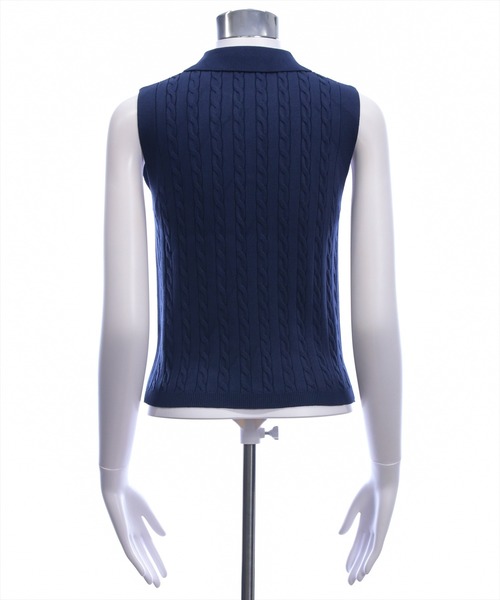 U.S. POLO ASSN.（ユーエスポロアッスン）の「【U.S. POLO ASSN.】clear 別注 ケーブルノースリーブニットトップス（ニット/セーター・レディース・サックスブルー/ネイビー/ピンク/オフホワイト・F）」の22枚目の写真