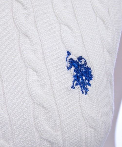 U.S. POLO ASSN.（ユーエスポロアッスン）の「【U.S. POLO ASSN.】clear 別注 ケーブルノースリーブニットトップス（ニット/セーター・レディース・サックスブルー/ネイビー/ピンク/オフホワイト・F）」の11枚目の写真