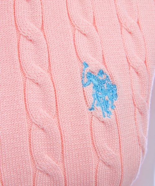 U.S. POLO ASSN.（ユーエスポロアッスン）の「【U.S. POLO ASSN.】clear 別注 ケーブルノースリーブニットトップス（ニット/セーター・レディース・サックスブルー/ネイビー/ピンク/オフホワイト・F）」の9枚目の写真