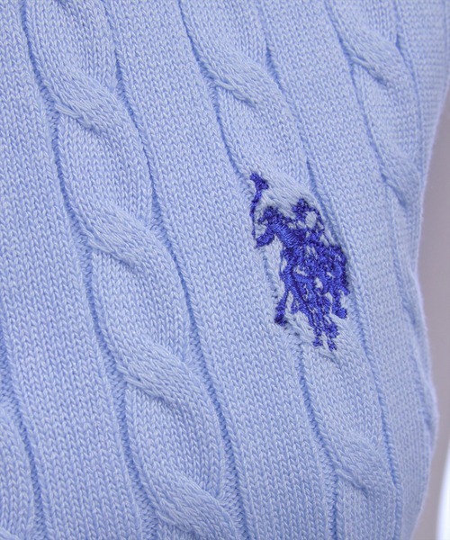 U.S. POLO ASSN.（ユーエスポロアッスン）の「【U.S. POLO ASSN.】clear 別注 ケーブルノースリーブニットトップス（ニット/セーター・レディース・サックスブルー/ネイビー/ピンク/オフホワイト・F）」の7枚目の写真