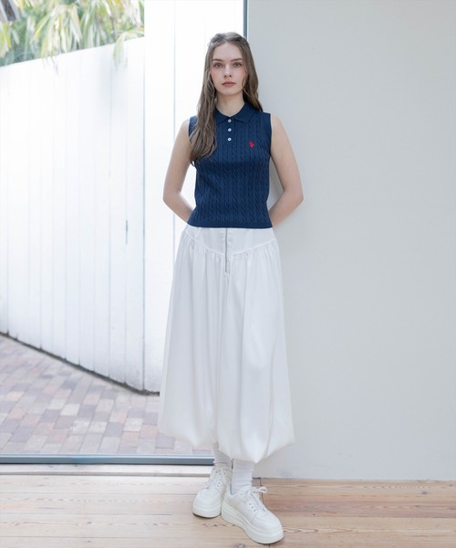 U.S. POLO ASSN.（ユーエスポロアッスン）の「【U.S. POLO ASSN.】clear 別注 ケーブルノースリーブニットトップス（ニット/セーター・レディース・サックスブルー/ネイビー/ピンク/オフホワイト・F）」の16枚目の写真