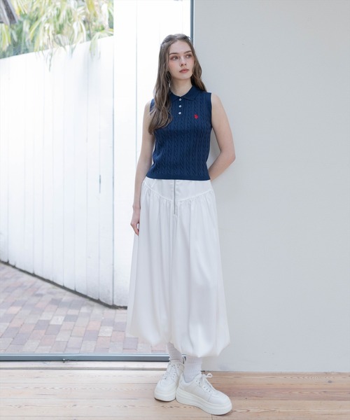 U.S. POLO ASSN.（ユーエスポロアッスン）の「【U.S. POLO ASSN.】clear 別注 ケーブルノースリーブニットトップス（ニット/セーター・レディース・サックスブルー/ネイビー/ピンク/オフホワイト・F）」の17枚目の写真