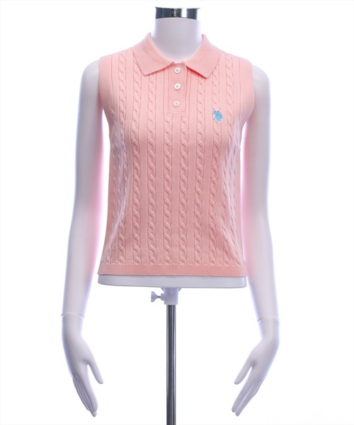 U.S. POLO ASSN.（ユーエスポロアッスン）の「【U.S. POLO ASSN.】clear 別注 ケーブルノースリーブニットトップス（ニット/セーター・レディース・サックスブルー/ネイビー/ピンク/オフホワイト・F）」の10枚目の写真