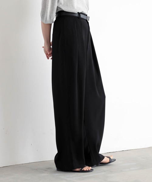 for/c（フォーシー）の「[低身長/高身長向けサイズ有]ダブルクロスタックパンツ【サスティナブル】（スラックス・レディース・ライトブラウン/アイボリー/ブラック・PM/M/L/LL/TM）」の19枚目の写真