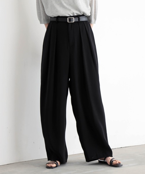 for/c（フォーシー）の「[低身長/高身長向けサイズ有]ダブルクロスタックパンツ【サスティナブル】（スラックス・レディース・ライトブラウン/アイボリー/ブラック・PM/M/L/LL/TM）」の20枚目の写真